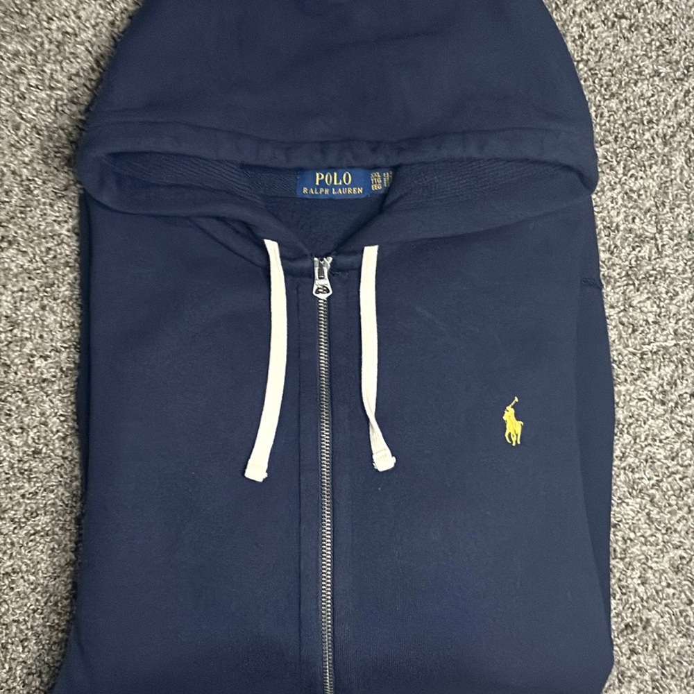 Ralph Lauren Dark Blue Hoodie with Cream Accents
